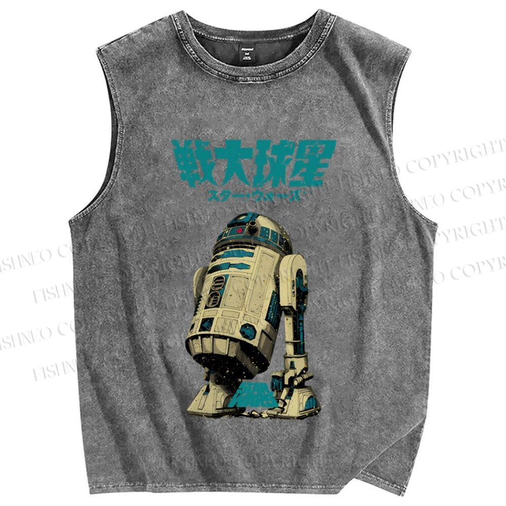 Unisex  Star Wars Japanese Printed Washed Tank Top