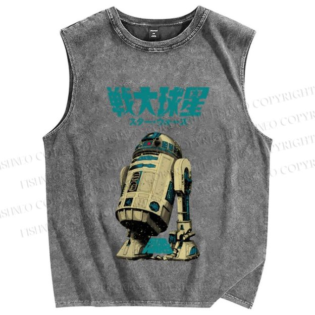 Unisex  Star Wars Japanese Printed Washed Tank Top