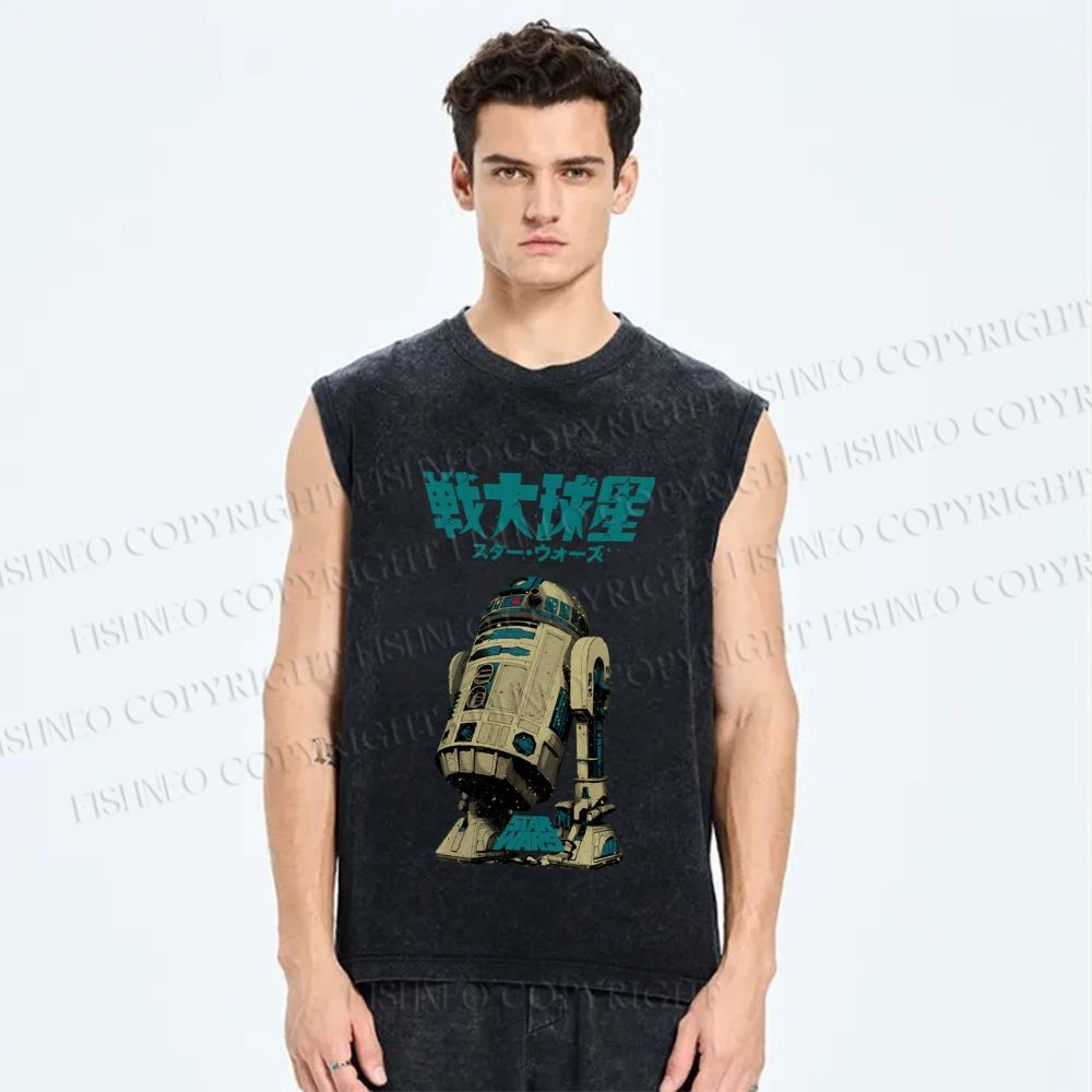 Unisex  Star Wars Japanese Printed Washed Tank Top