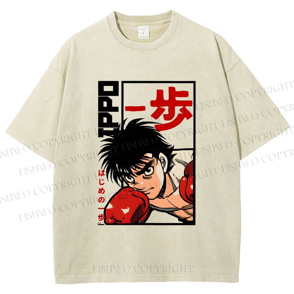 Unisex Hajime no Ippo Printed Washed Tee