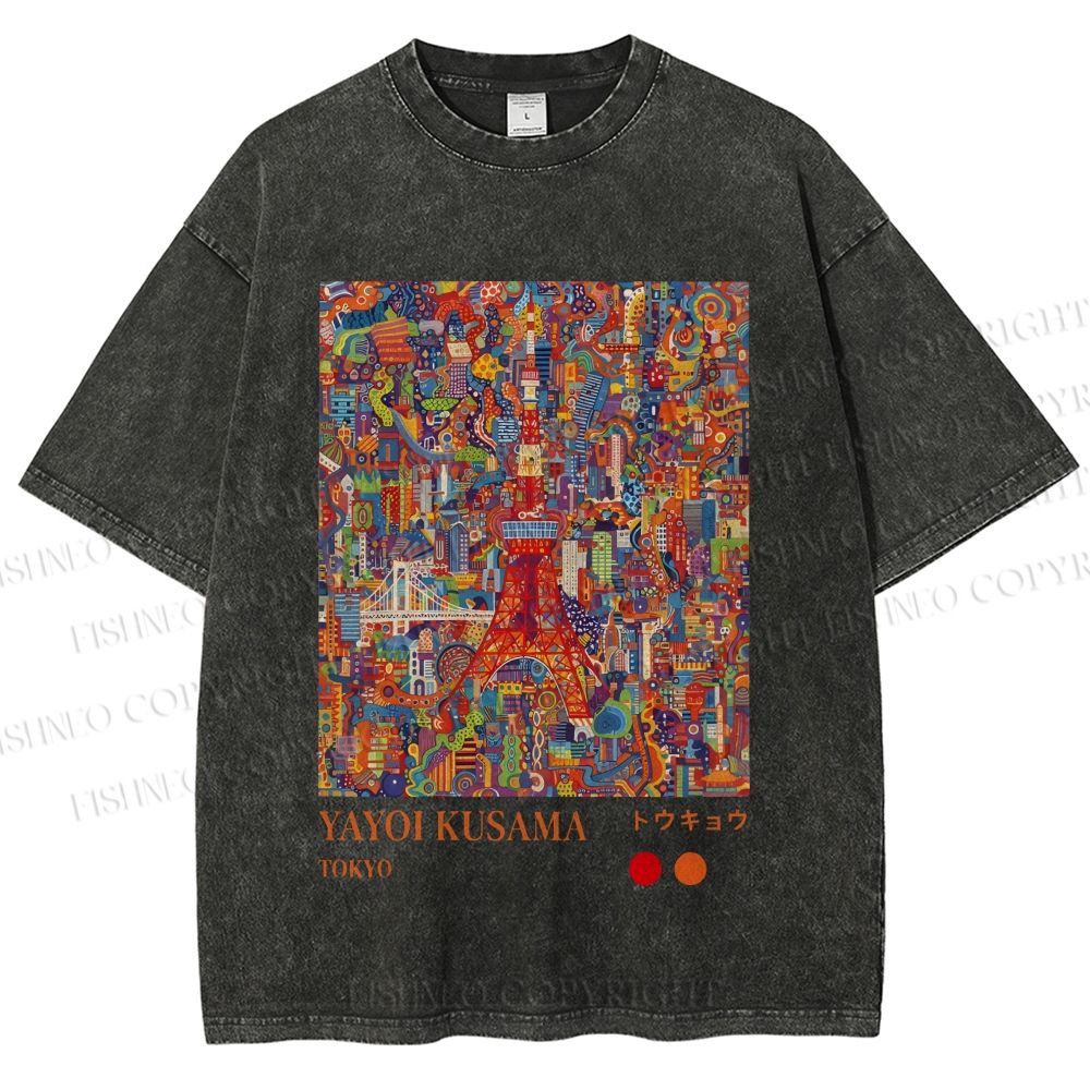 Unisex Yayoi Kusama Tokyo Printed Washed Tee