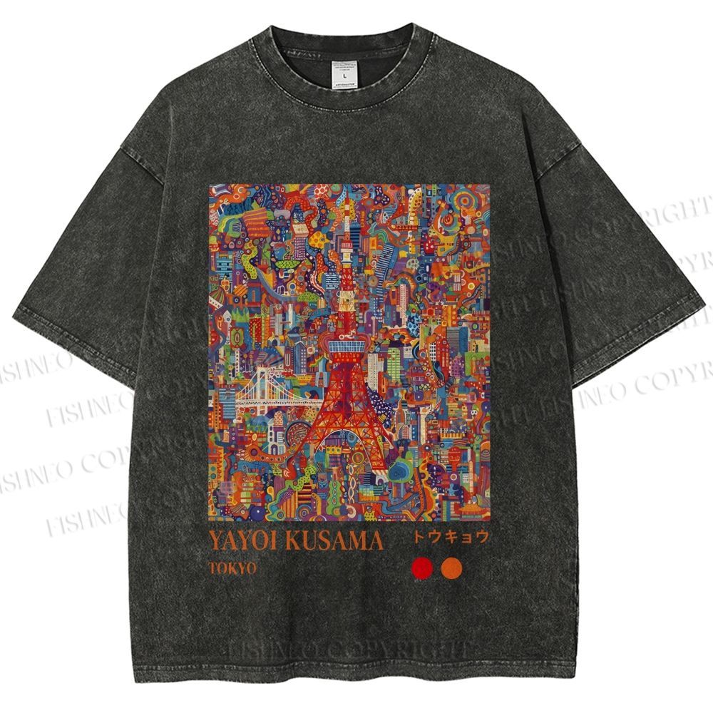 Unisex Yayoi Kusama Tokyo Printed Washed Tee