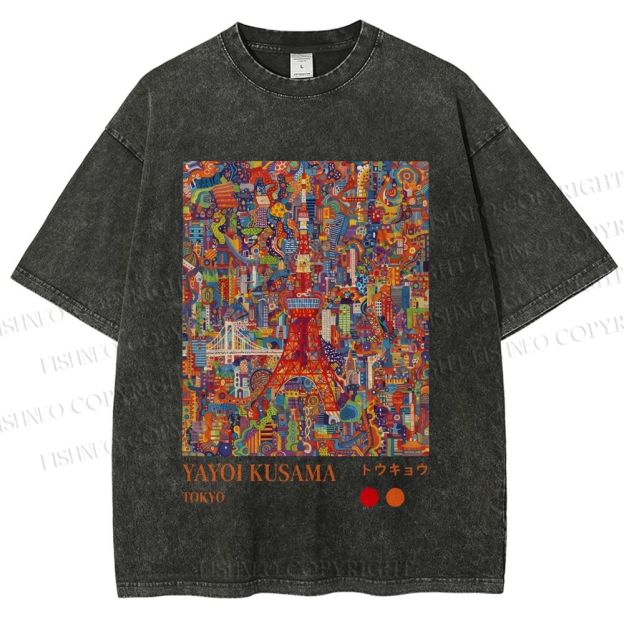 Unisex Yayoi Kusama Tokyo Printed Washed Tee