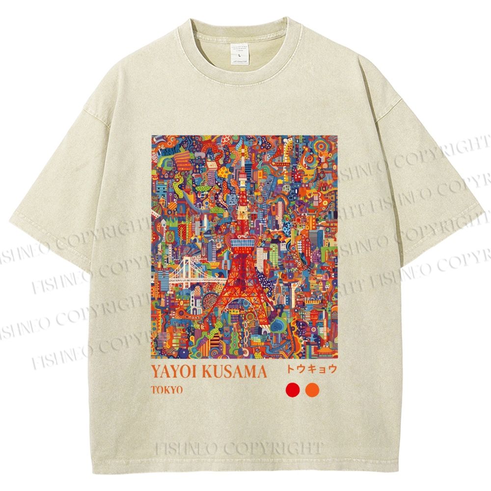Unisex Yayoi Kusama Tokyo Printed Washed Tee