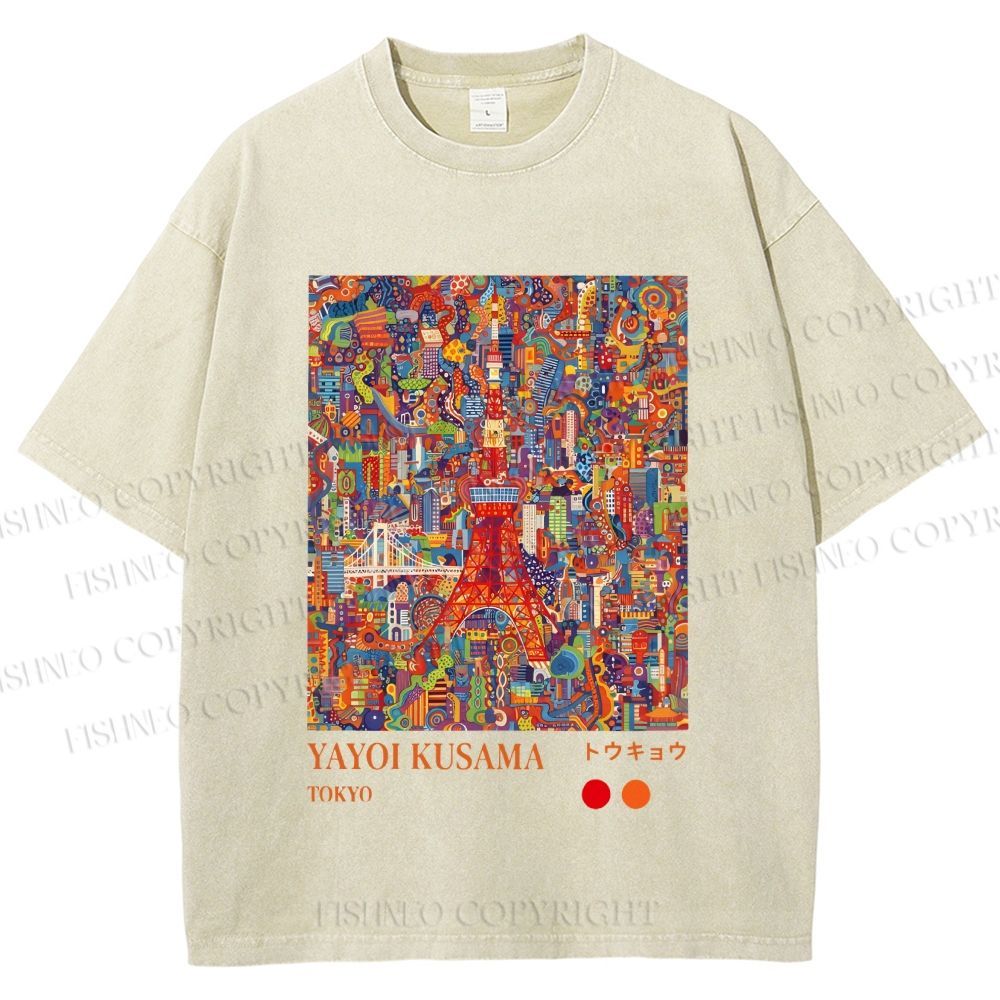 Unisex Yayoi Kusama Tokyo Printed Washed Tee