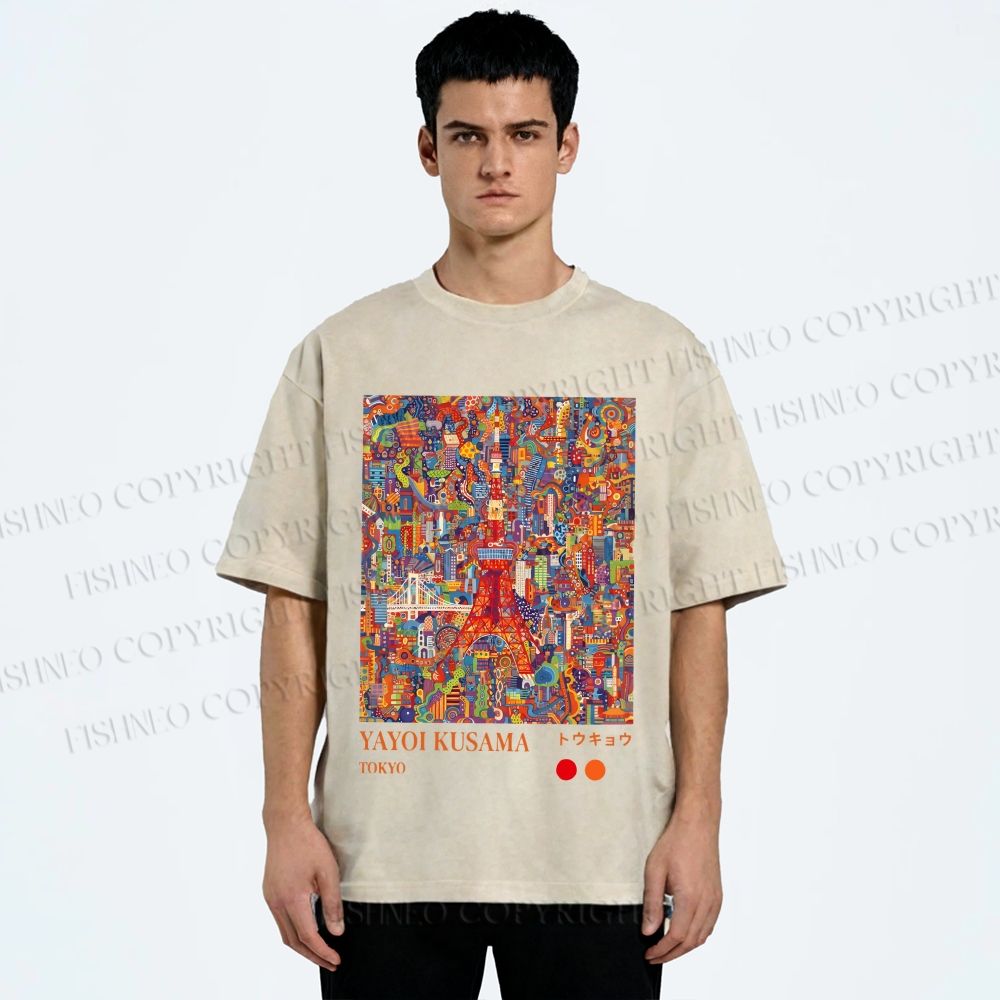 Unisex Yayoi Kusama Tokyo Printed Washed Tee