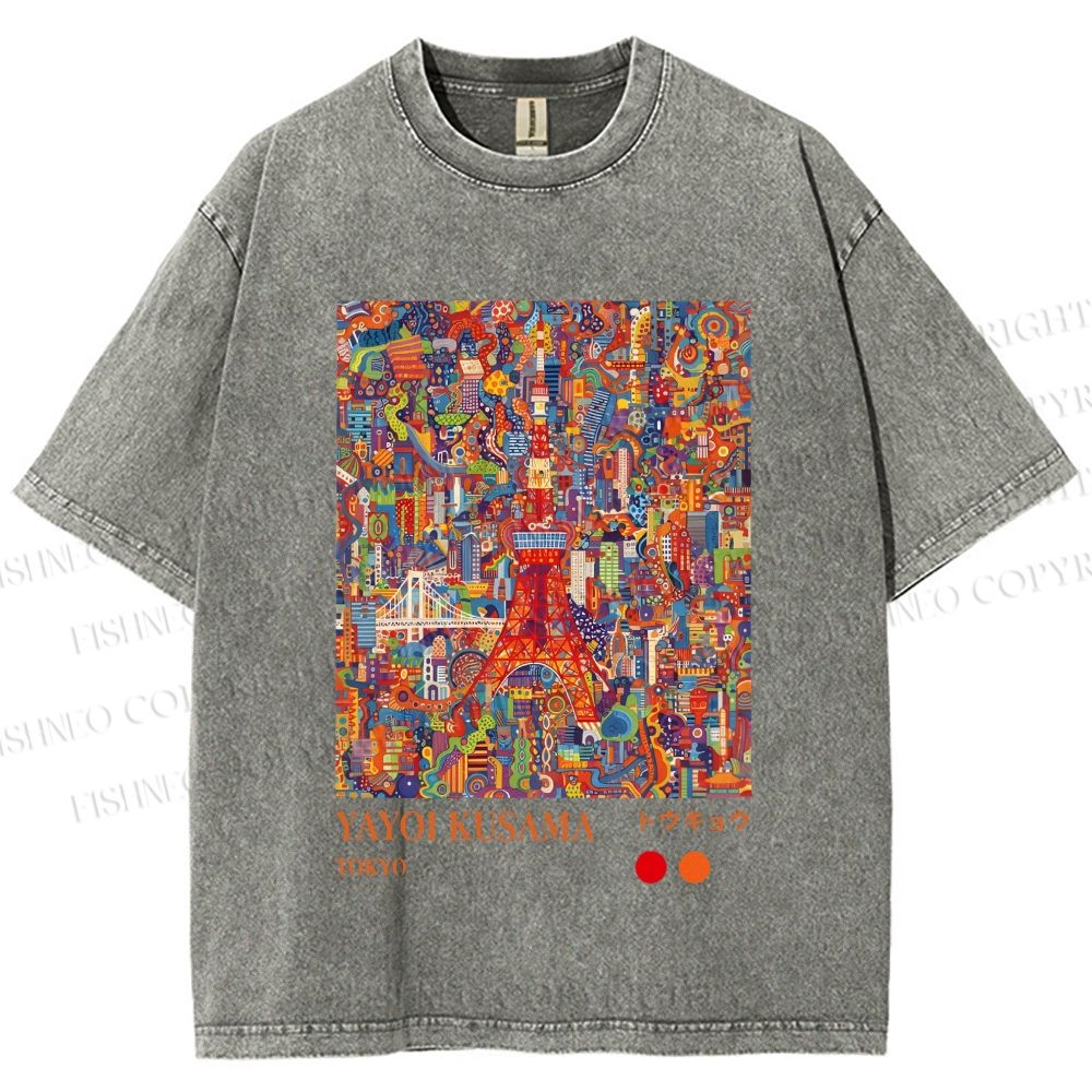 Unisex Yayoi Kusama Tokyo Printed Washed Tee