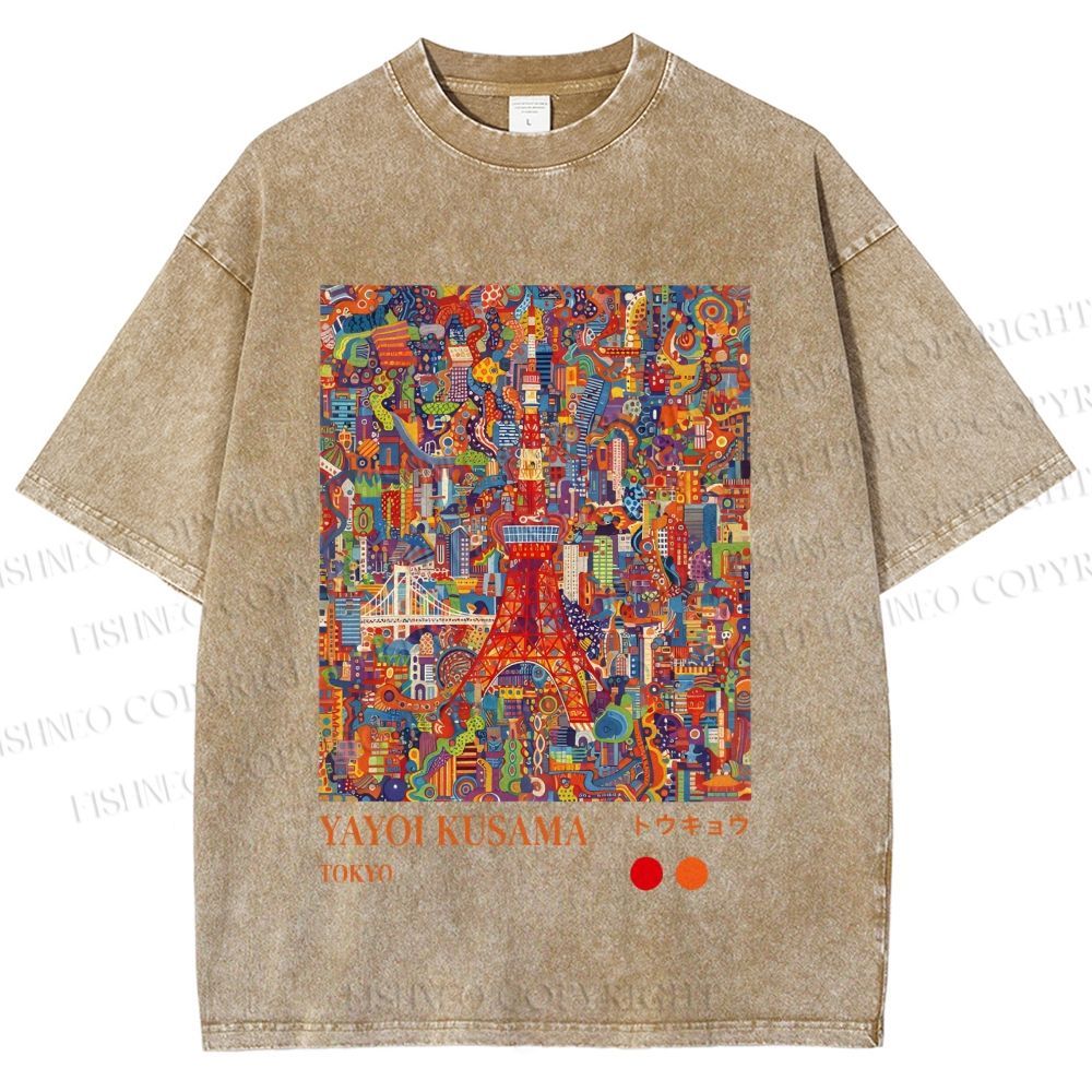 Unisex Yayoi Kusama Tokyo Printed Washed Tee