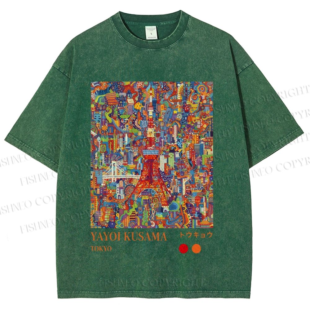 Unisex Yayoi Kusama Tokyo Printed Washed Tee