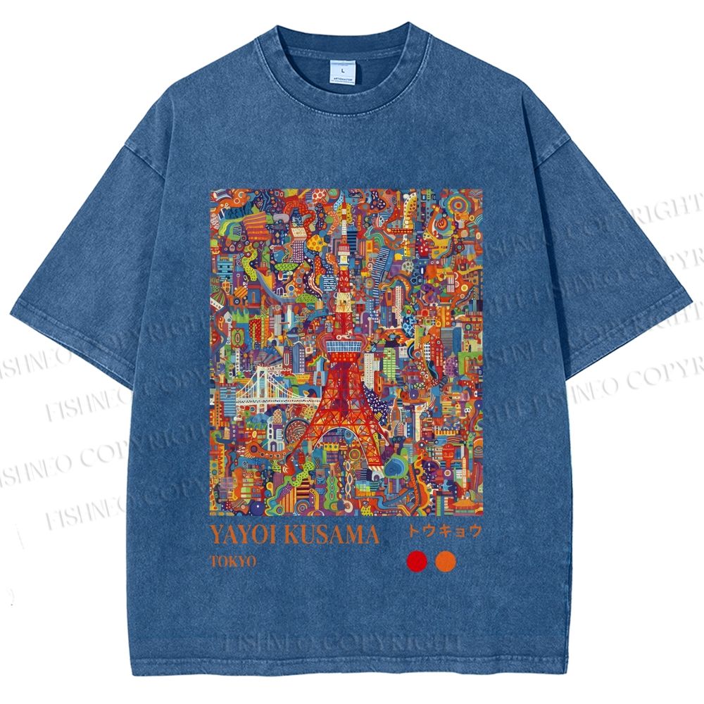 Unisex Yayoi Kusama Tokyo Printed Washed Tee