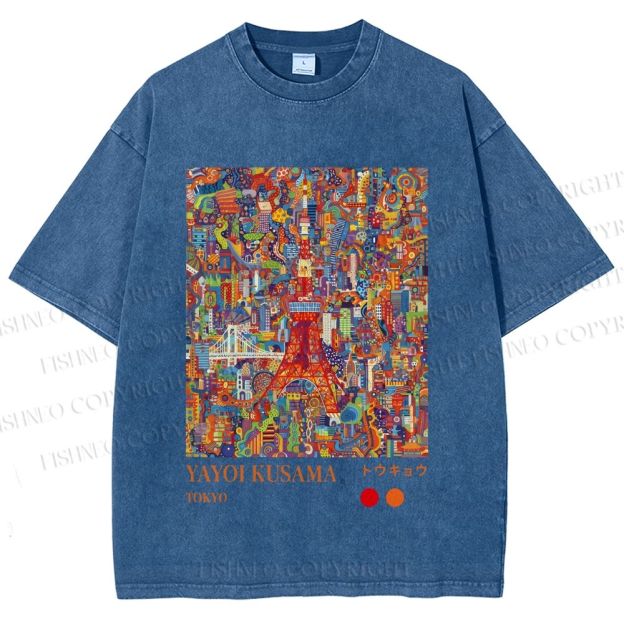 Unisex Yayoi Kusama Tokyo Printed Washed Tee