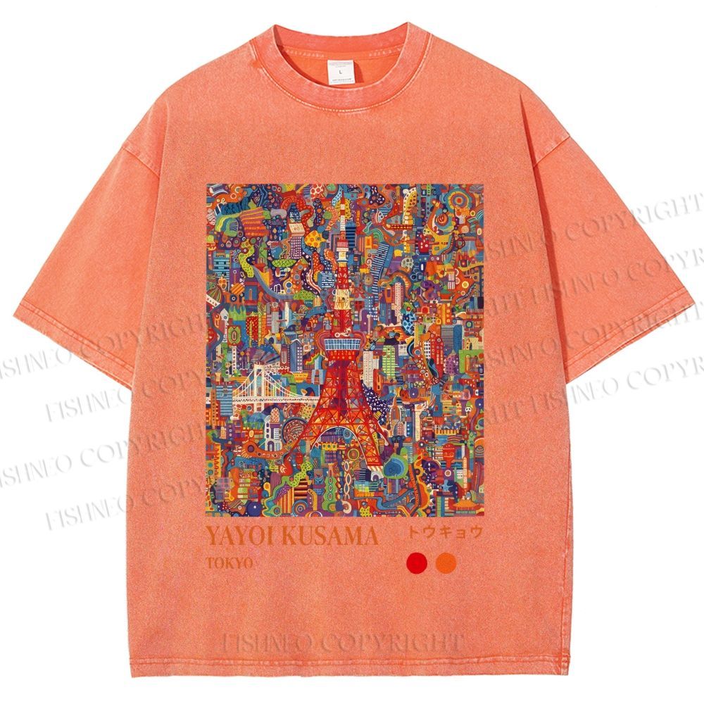 Unisex Yayoi Kusama Tokyo Printed Washed Tee