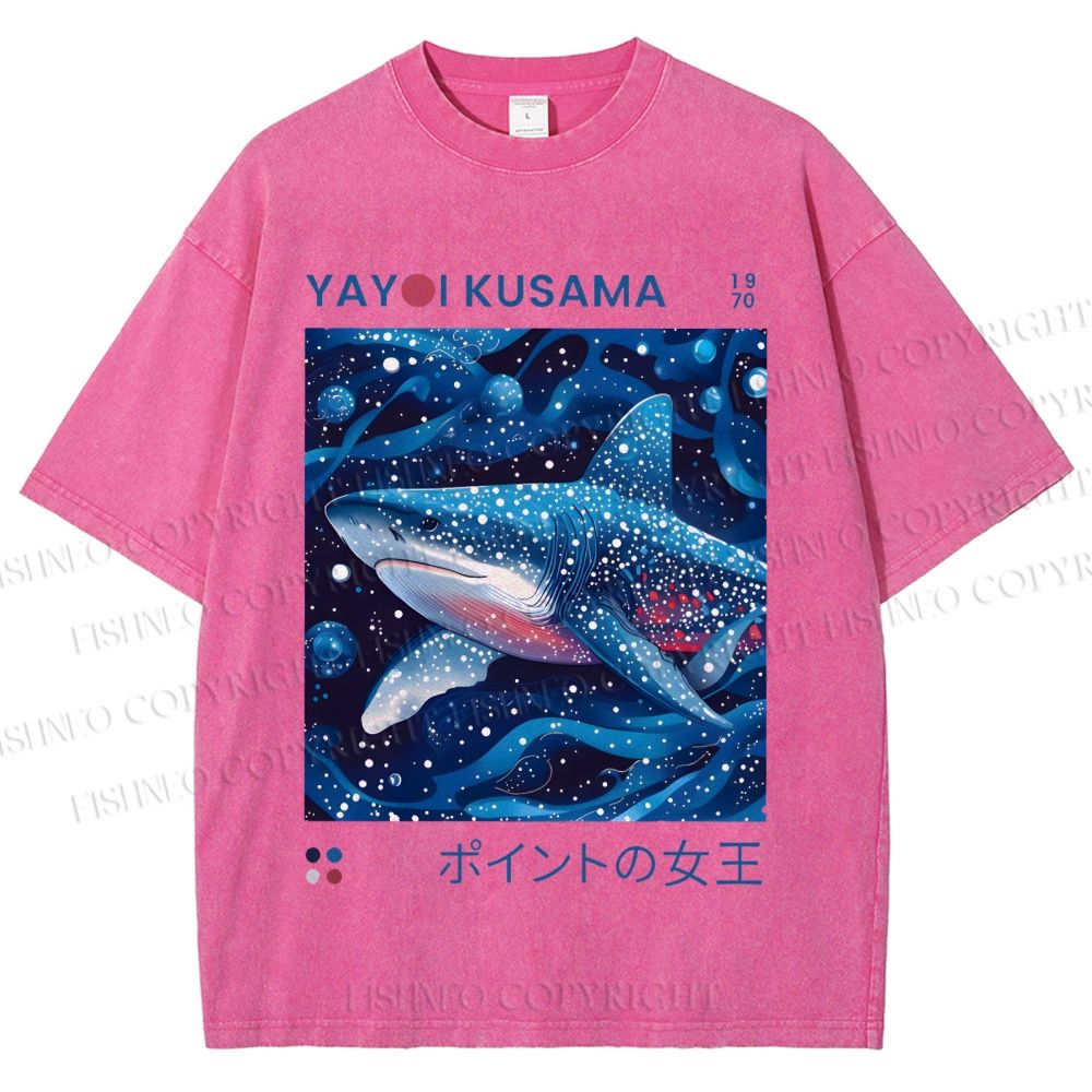 Unisex Yayoi Kusama Shark Printed Washed Tee