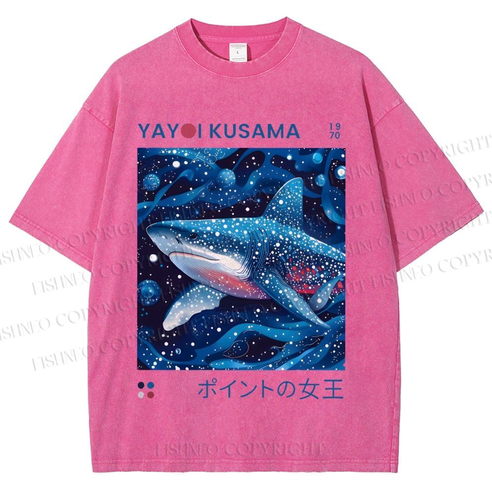 Unisex Yayoi Kusama Shark Printed Washed Tee