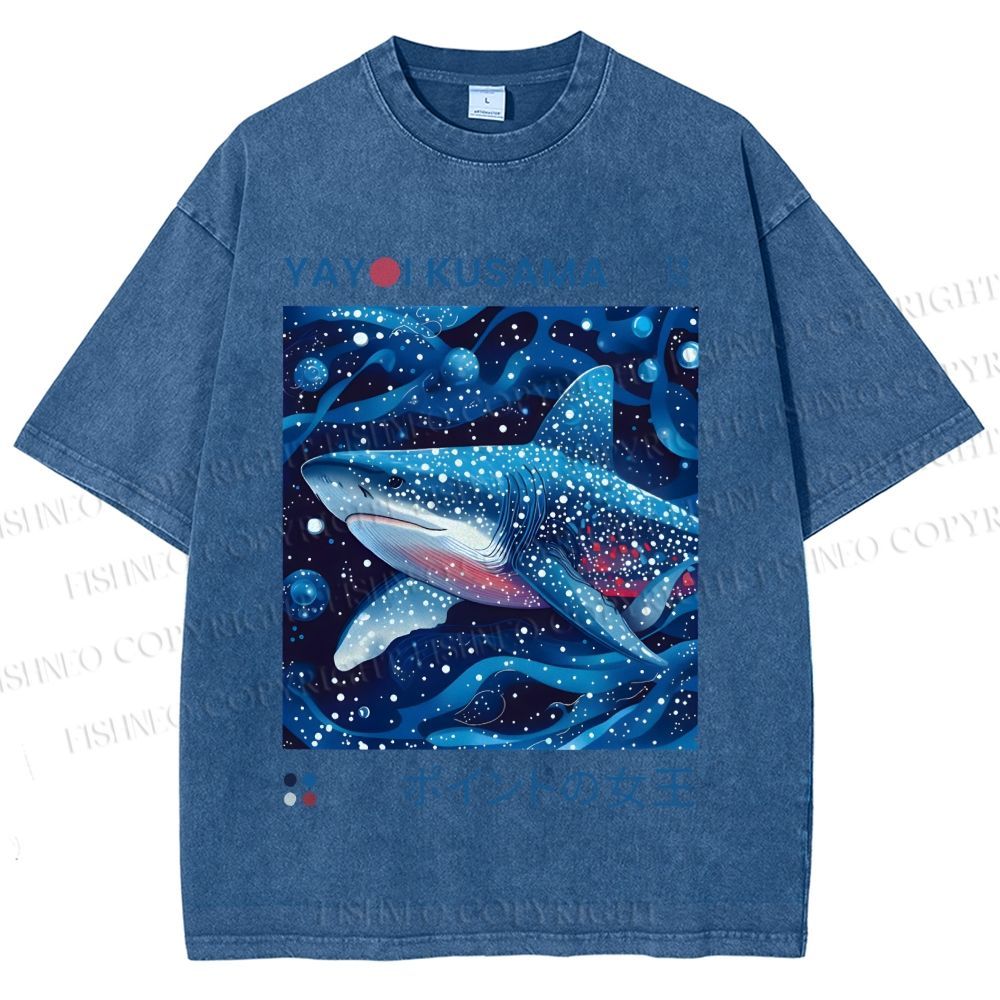 Unisex Yayoi Kusama Shark Printed Washed Tee