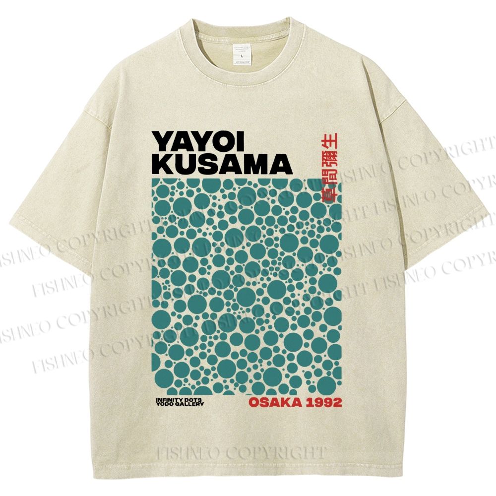 Unisex Yayoi Kusama Infinite Dots Printed Washed Tee