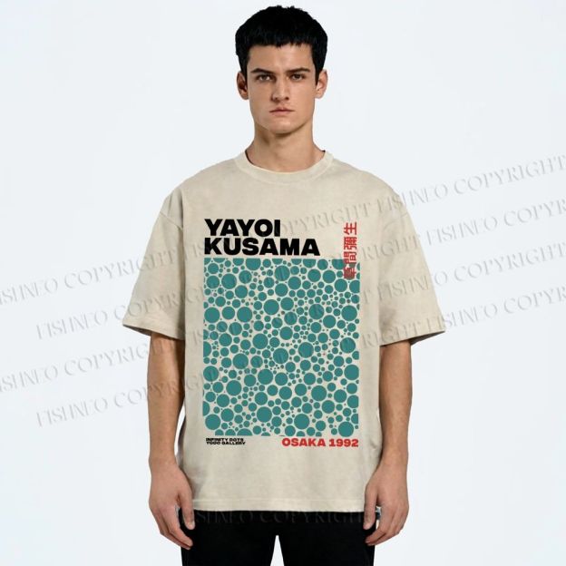 Unisex Yayoi Kusama Infinite Dots Printed Washed Tee