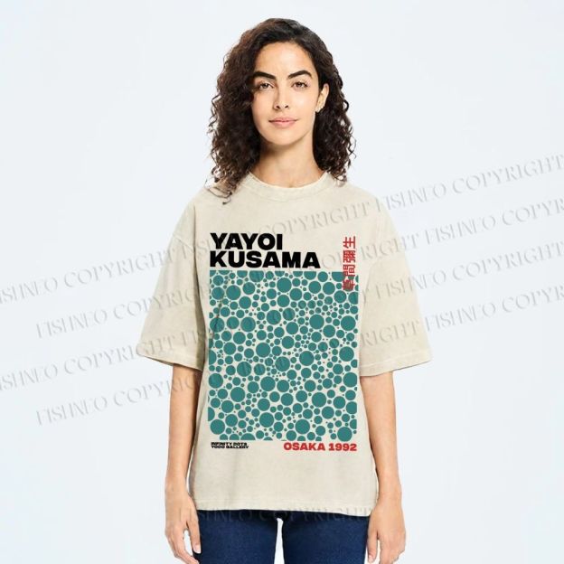 Unisex Yayoi Kusama Infinite Dots Printed Washed Tee