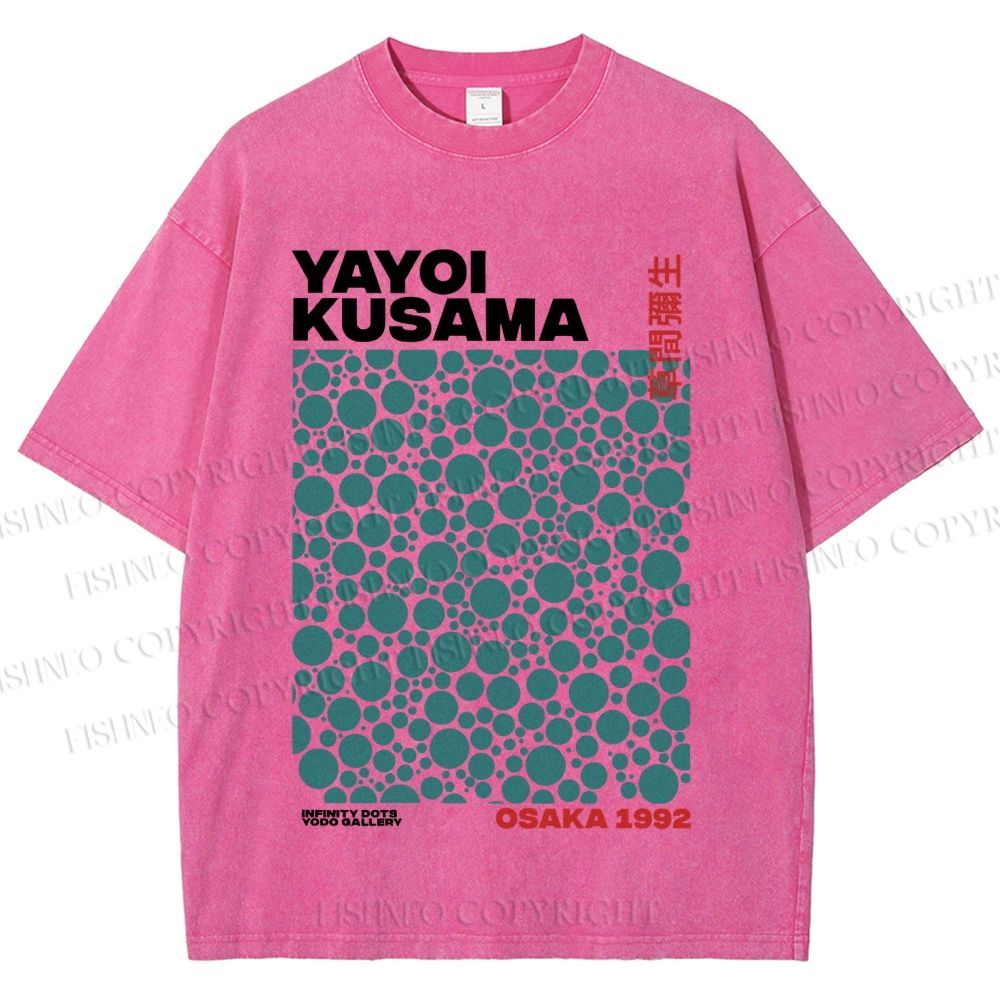 Unisex Yayoi Kusama Infinite Dots Printed Washed Tee