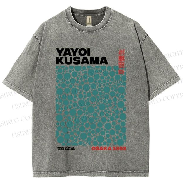 Unisex Yayoi Kusama Infinite Dots Printed Washed Tee