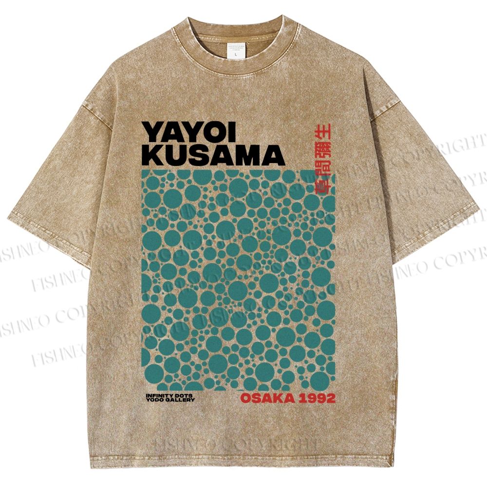 Unisex Yayoi Kusama Infinite Dots Printed Washed Tee
