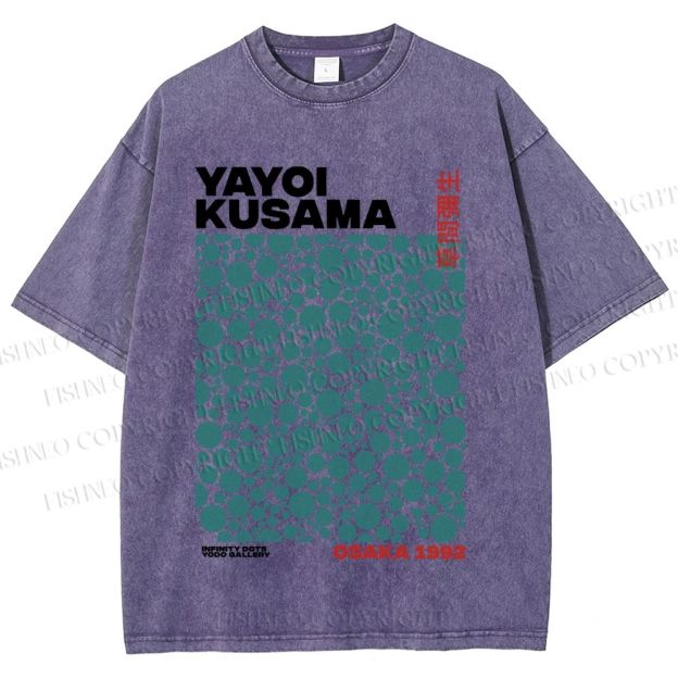 Unisex Yayoi Kusama Infinite Dots Printed Washed Tee