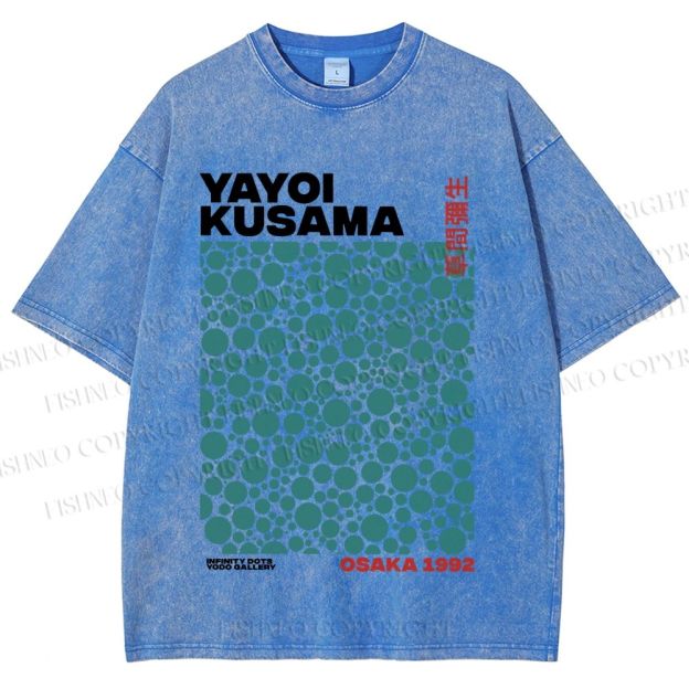 Unisex Yayoi Kusama Infinite Dots Printed Washed Tee