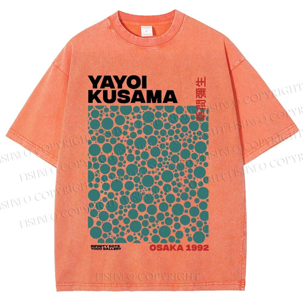Unisex Yayoi Kusama Infinite Dots Printed Washed Tee