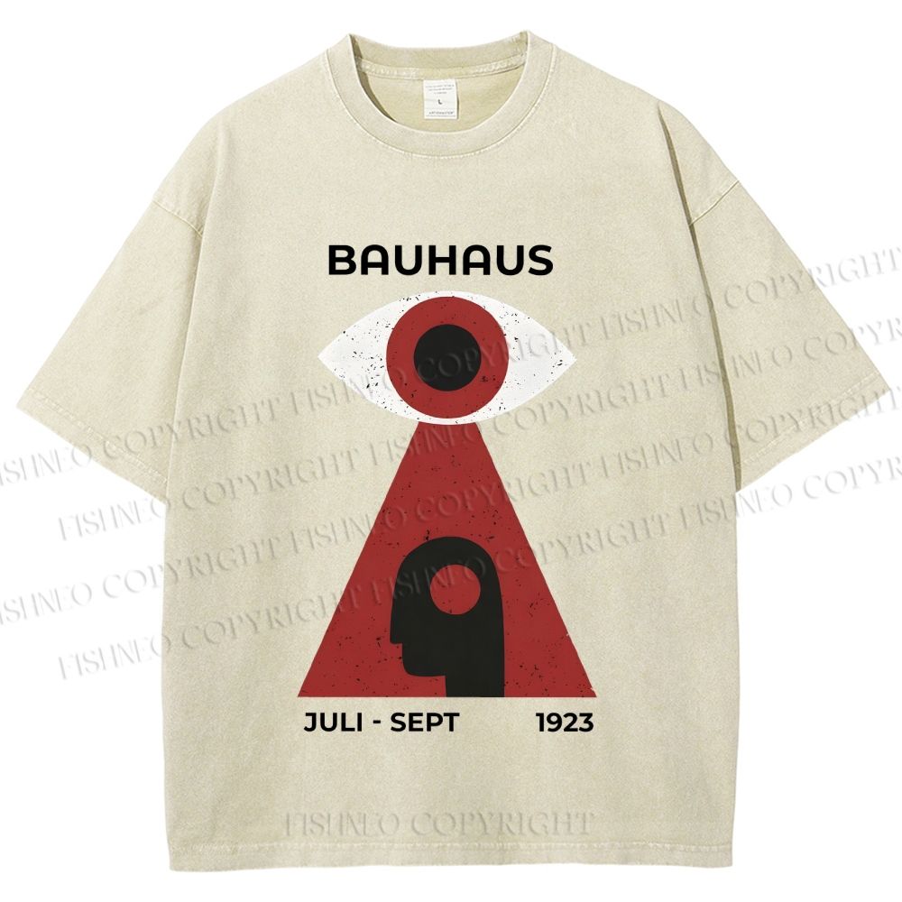 Unisex Bauhaus Art Geometric Eye Printed Washed Tee