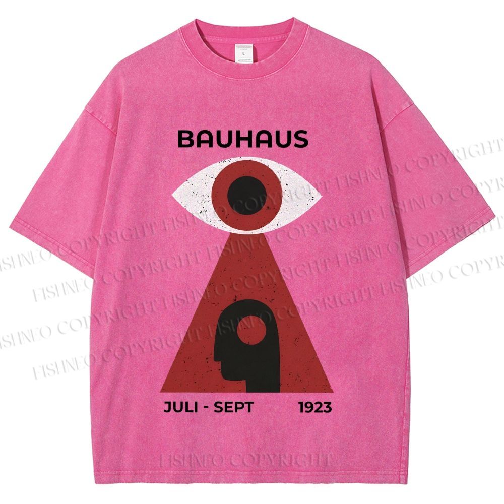 Unisex Bauhaus Art Geometric Eye Printed Washed Tee