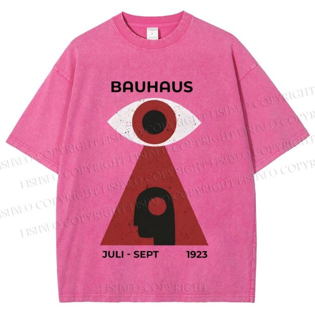 Unisex Bauhaus Art Geometric Eye Printed Washed Tee