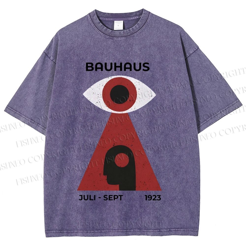 Unisex Bauhaus Art Geometric Eye Printed Washed Tee