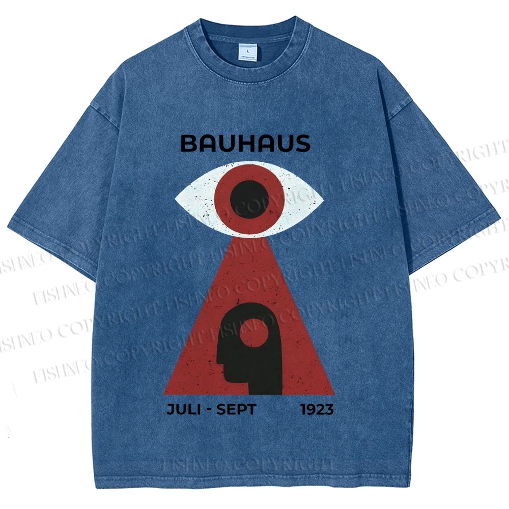 Unisex Bauhaus Art Geometric Eye Printed Washed Tee