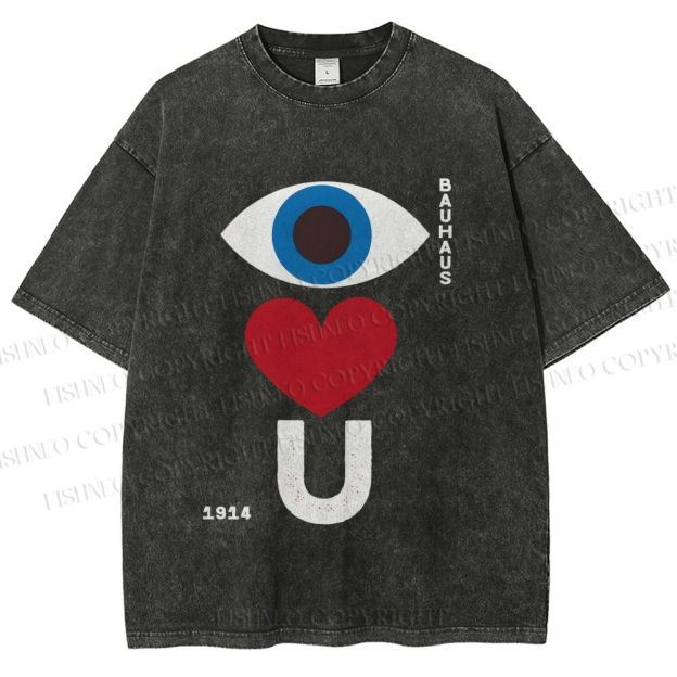 Unisex Bauhaus Valentine's Day Love You Printed Washed Tee