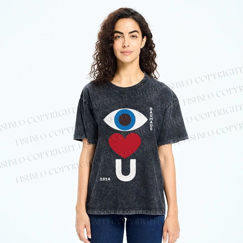 Unisex Bauhaus Valentine's Day Love You Printed Washed Tee