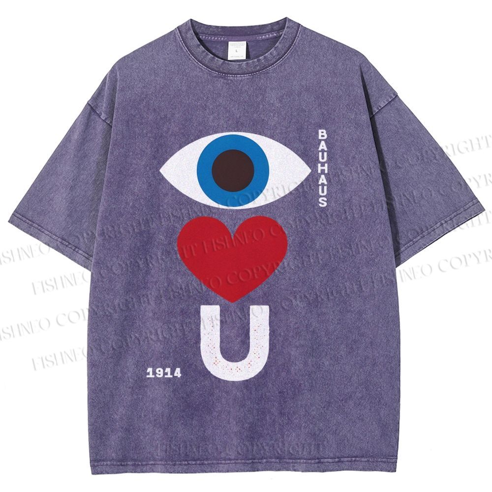 Unisex Bauhaus Valentine's Day Love You Printed Washed Tee