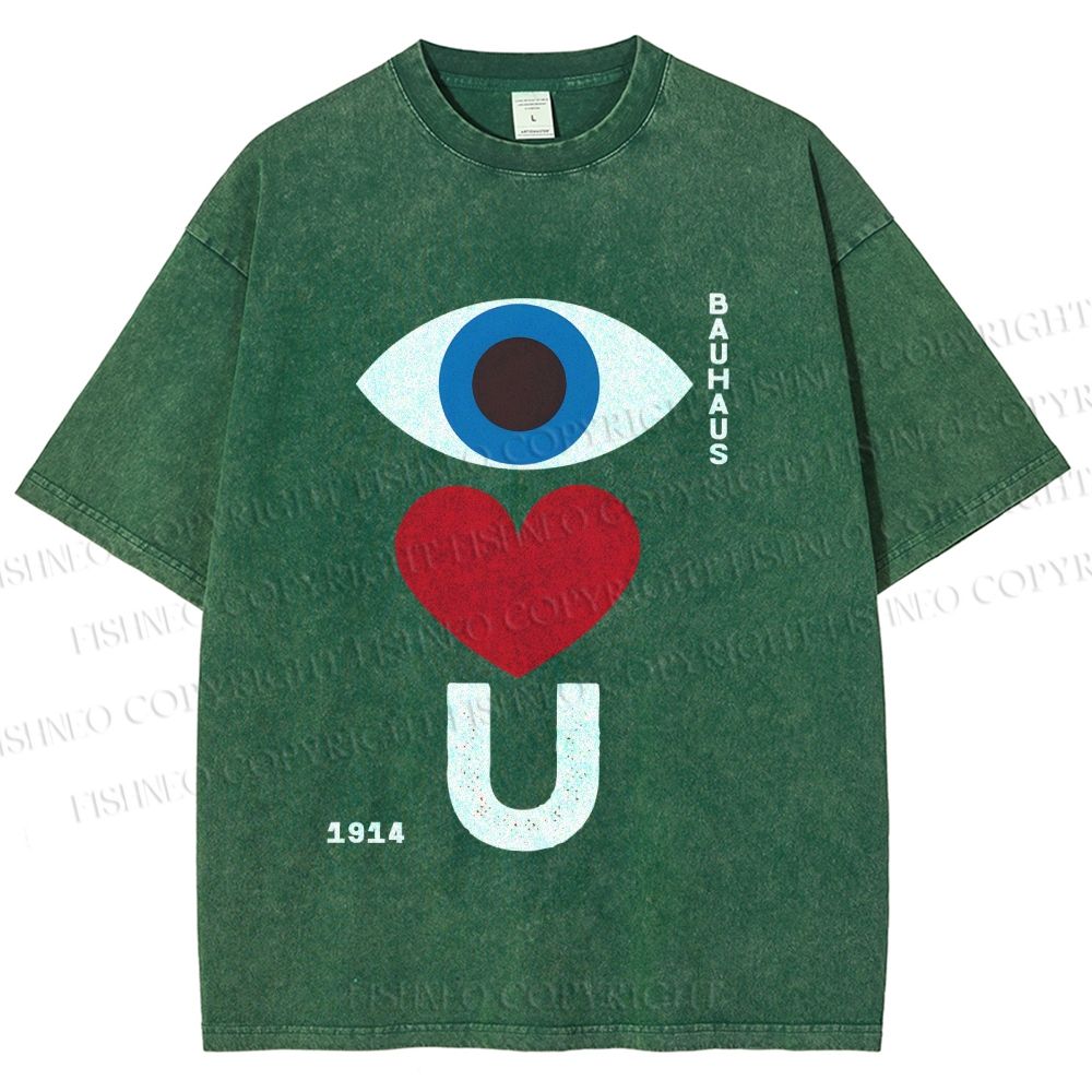 Unisex Bauhaus Valentine's Day Love You Printed Washed Tee