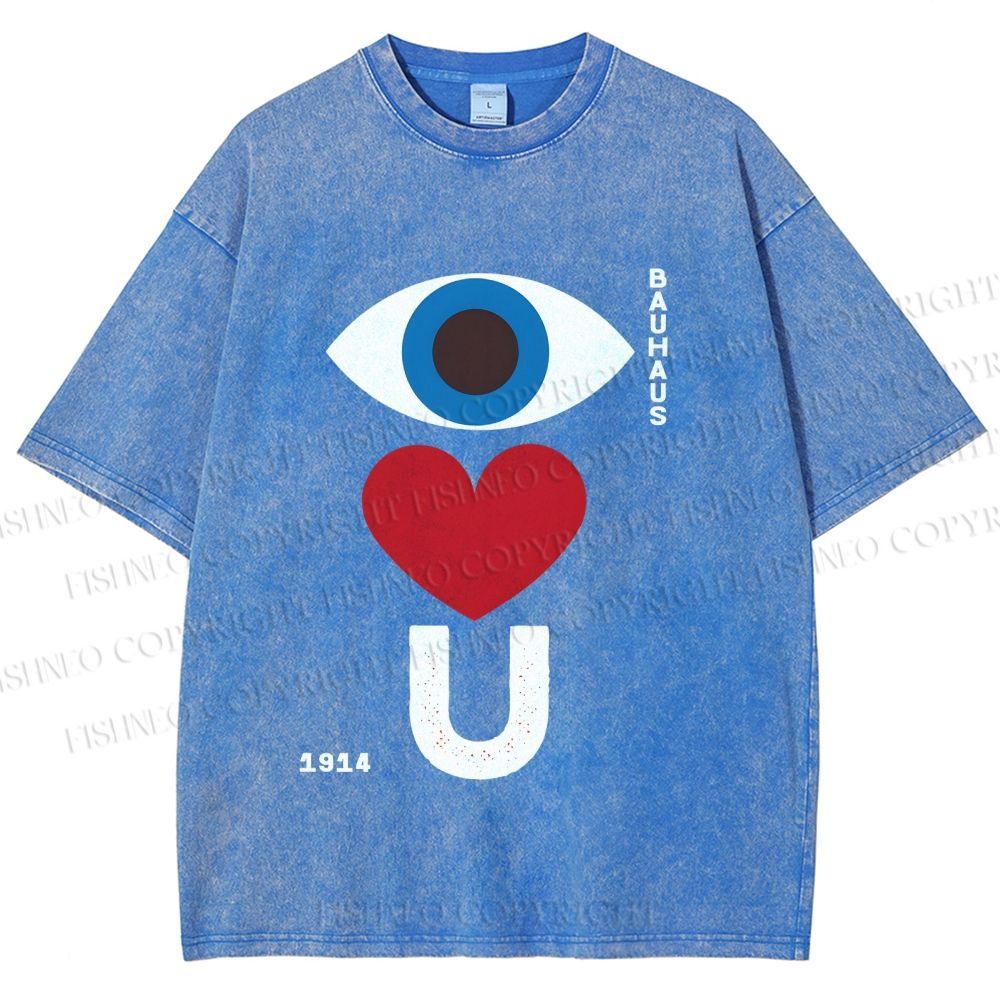 Unisex Bauhaus Valentine's Day Love You Printed Washed Tee