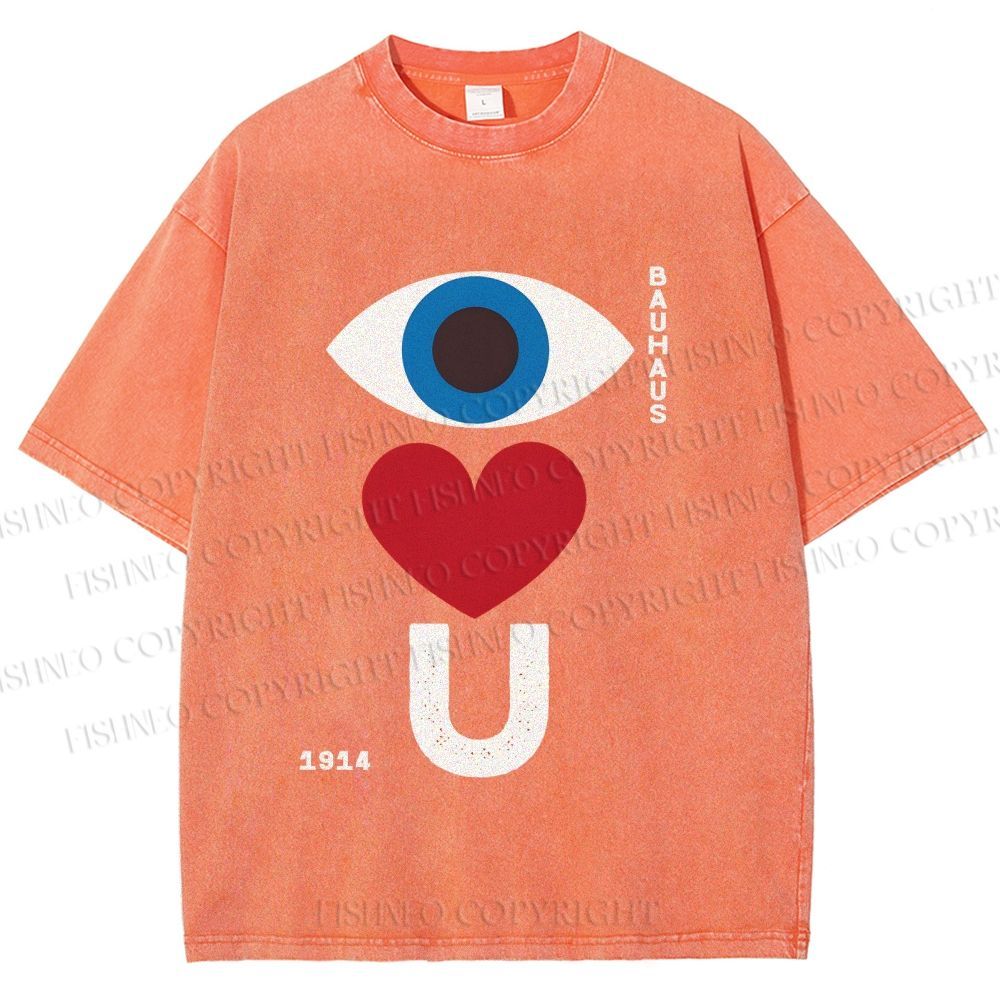 Unisex Bauhaus Valentine's Day Love You Printed Washed Tee