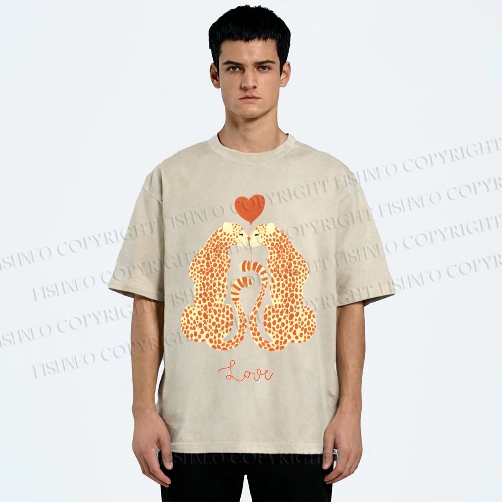 Unisex Valentine's Day Love Printed Washed Tee