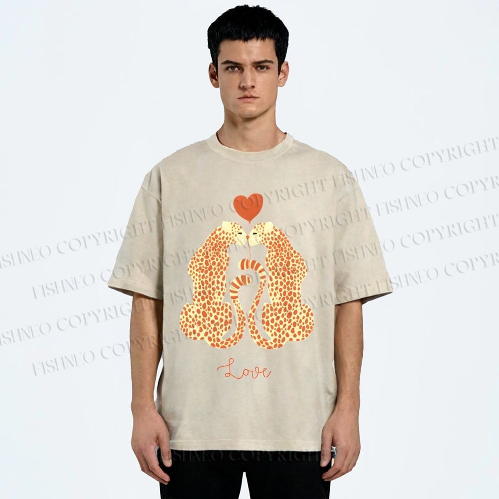 Unisex Valentine's Day Love Printed Washed Tee