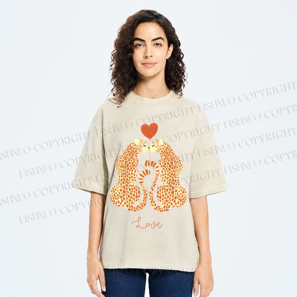 Unisex Valentine's Day Love Printed Washed Tee
