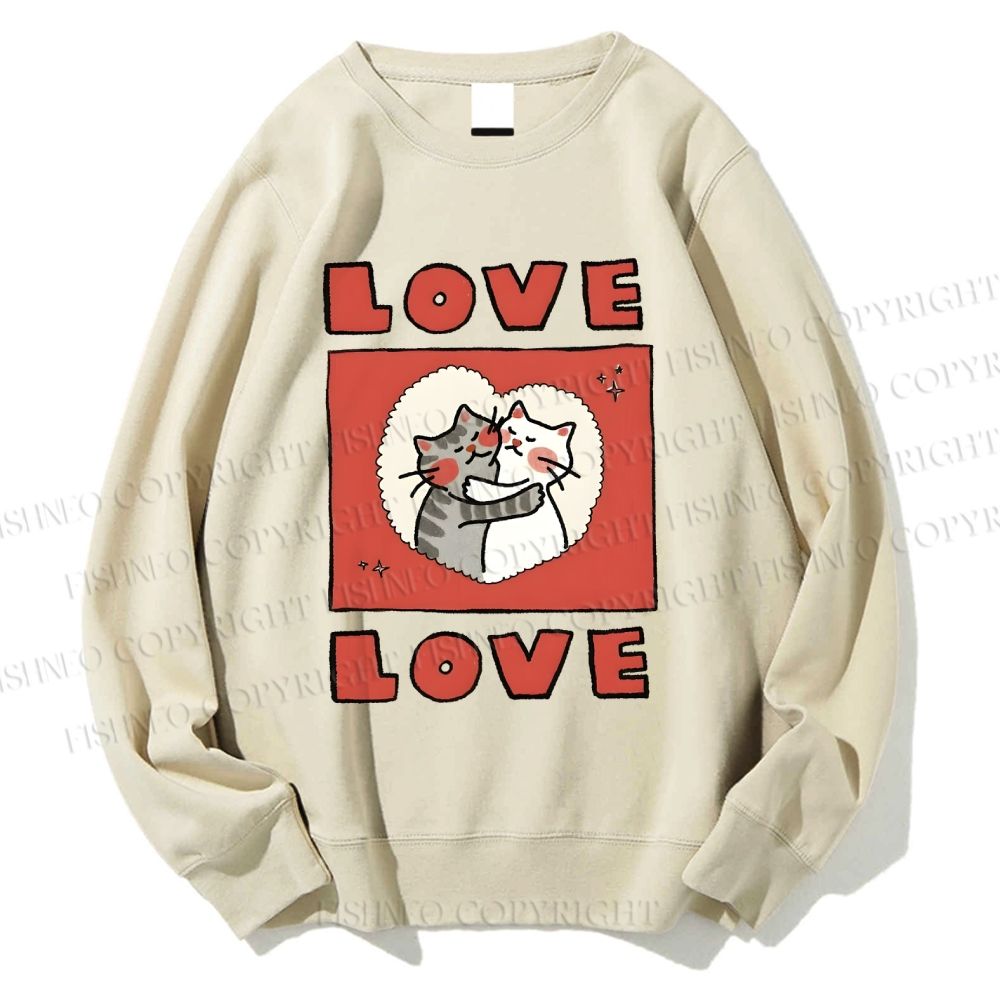 Unisex Love Cat Printed Sweatshirt