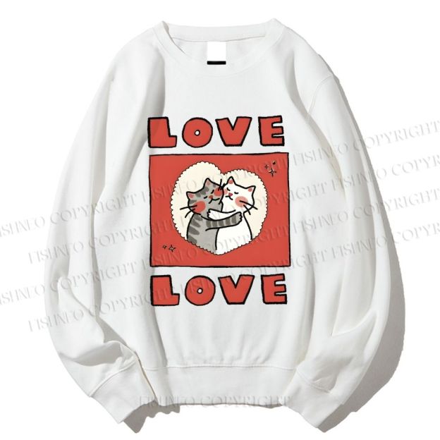 Unisex Love Cat Printed Sweatshirt