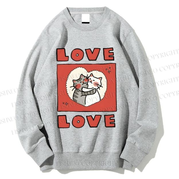Unisex Love Cat Printed Sweatshirt