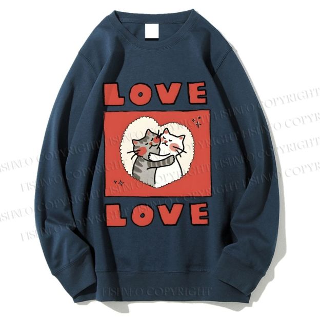 Unisex Love Cat Printed Sweatshirt
