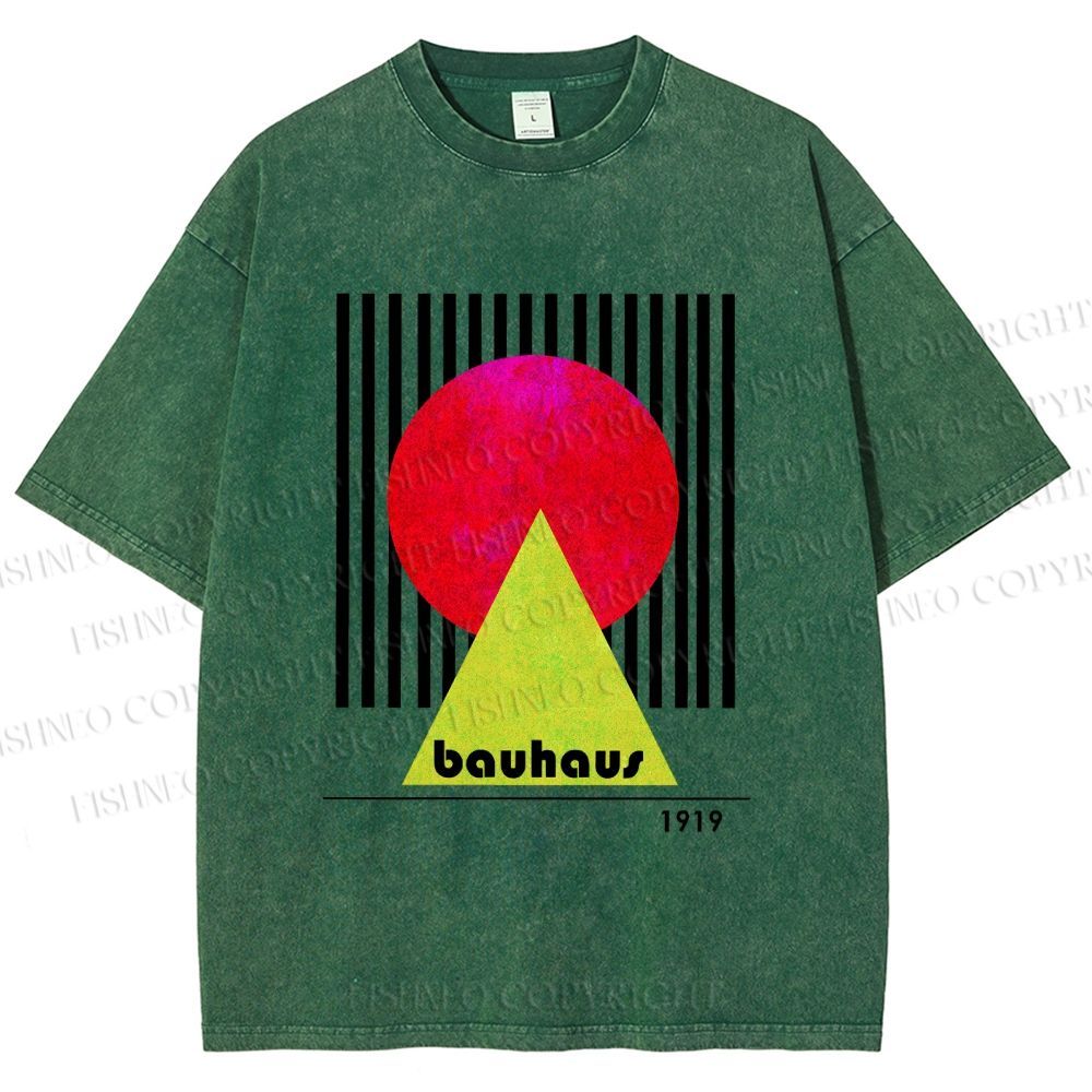 Unisex Bauhaus Colored Geometry Printed Washed Tee