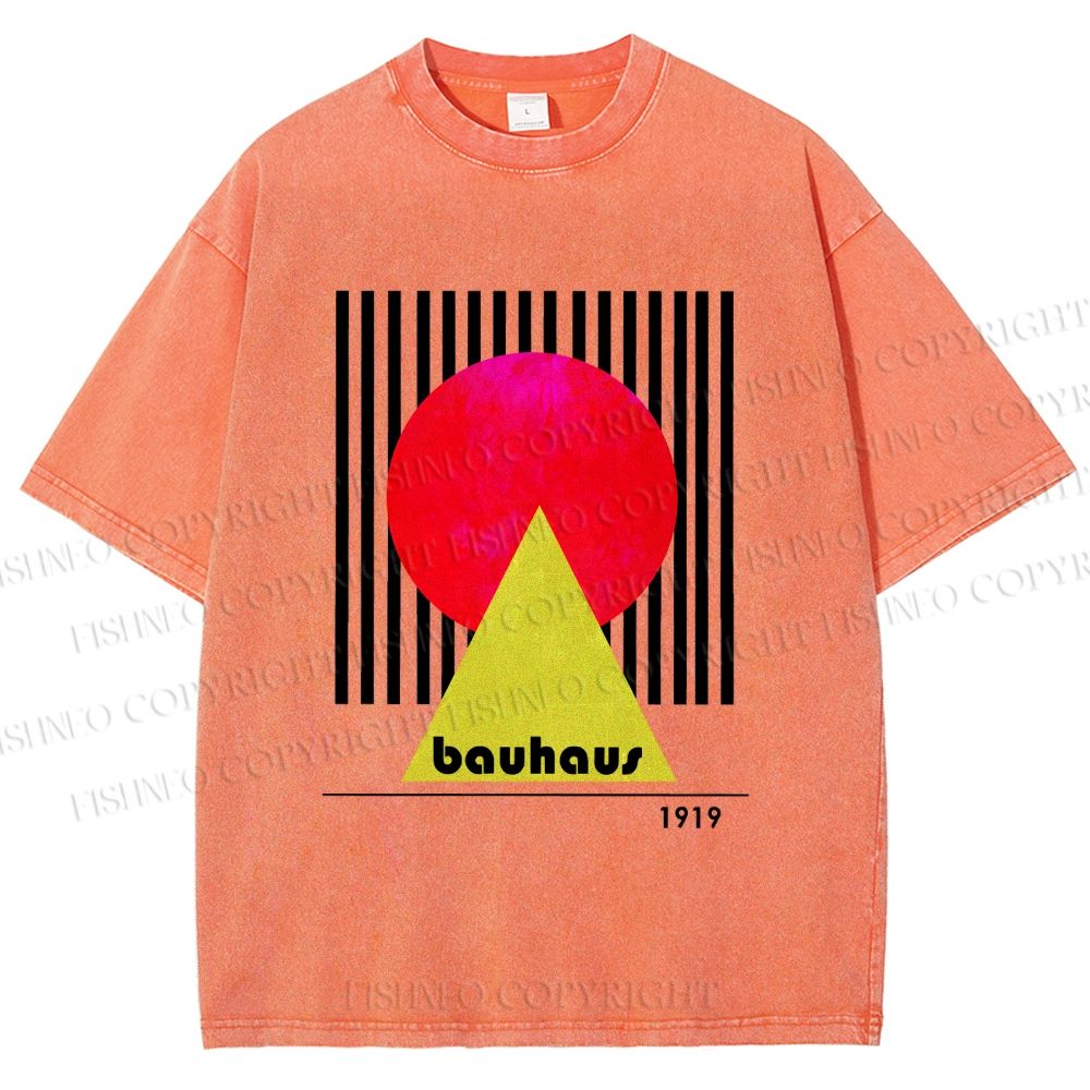 Unisex Bauhaus Colored Geometry Printed Washed Tee