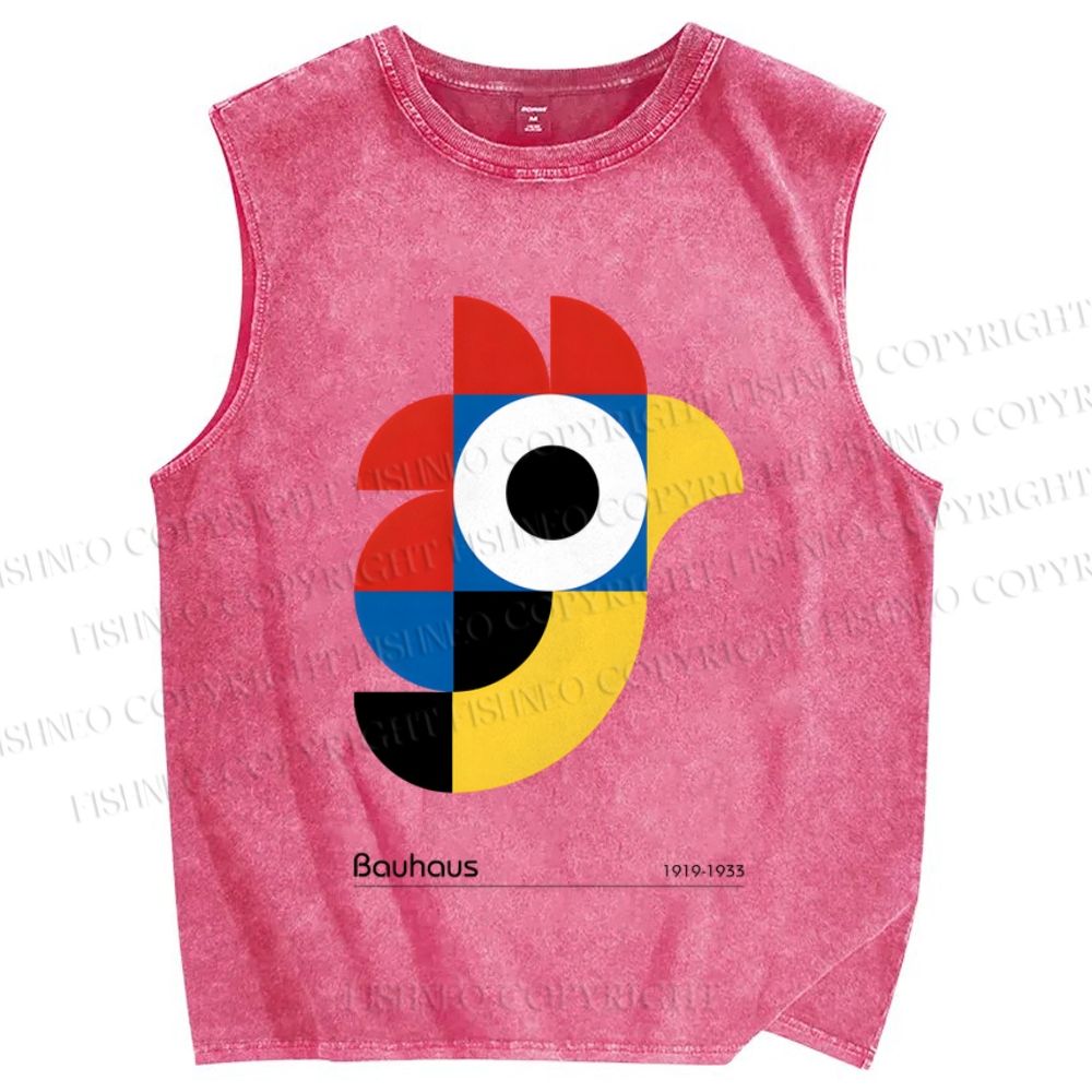 Unisex Bauhaus Colorful Geometric Bird Printed Washed Tank Top