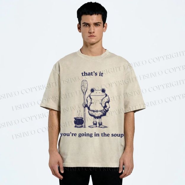 Unisex You're Going In The Soup Frog Printed Washed Tee